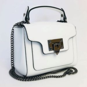 Italian Leather Small White Satchel